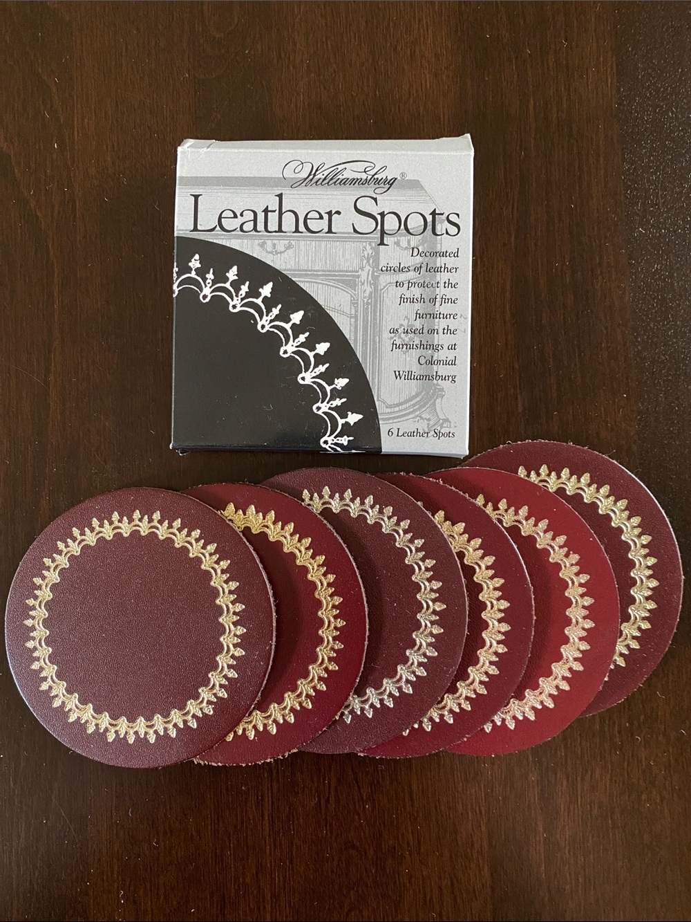 Williamsburg Brown Leather Spots - Box of 6
